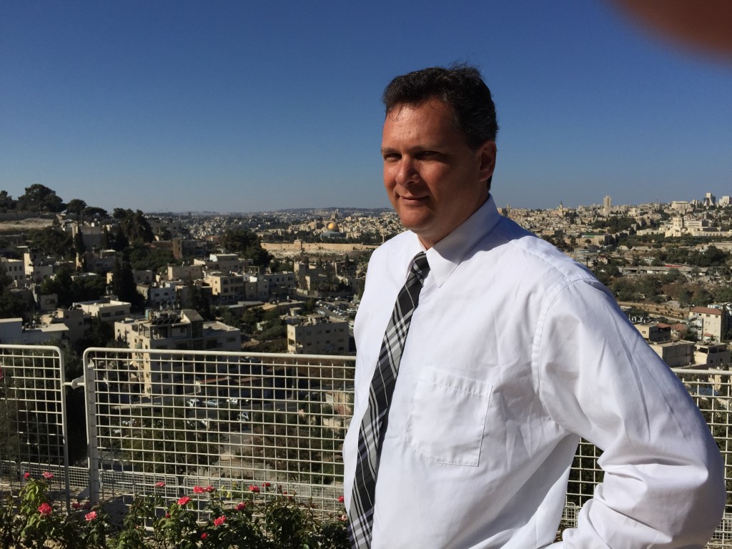 Israel 38 Outside BYU Jerusalem Center with Old Jerulsalem in background