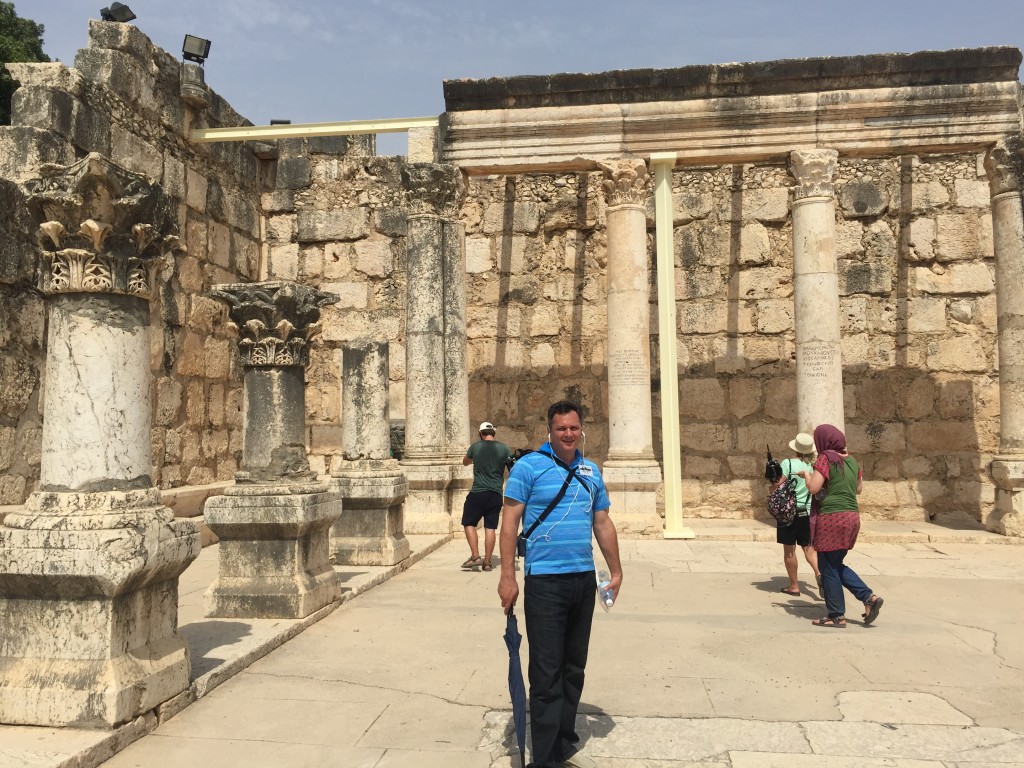 Israel 7 Synagogue in Capernaum by Sea of Galiliee on location of old Jewish Synagogue where Jesus taught
